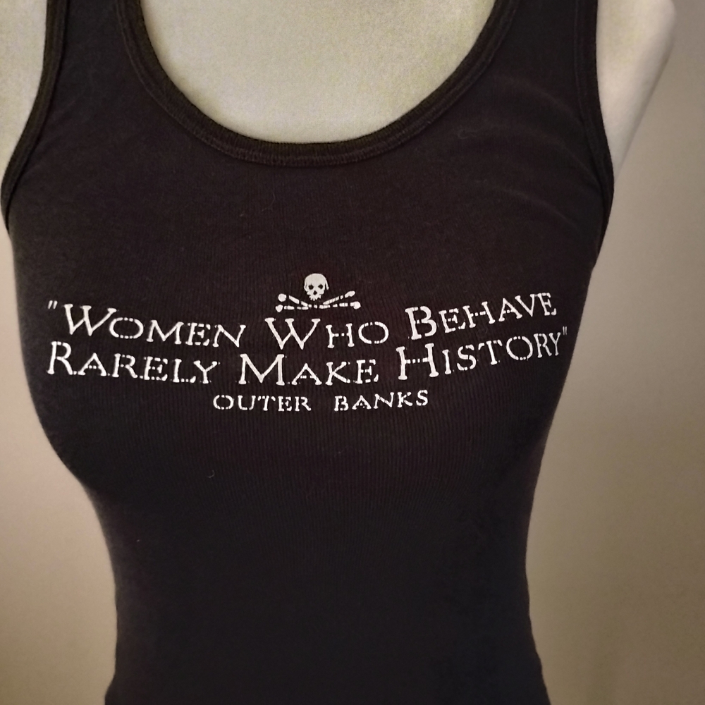 Women’s Black Tank Top with White Quote Print - Outer Banks Inspired